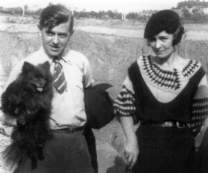 René and Georgette Magritte with their dog, after the war
